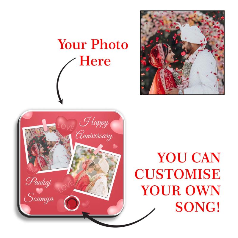 Happy for Husband Wife Personalized Music Fridge Magnet Custom with Photo & Song Refrigerator Magnets Decor Memory Photo Fridge Magnet